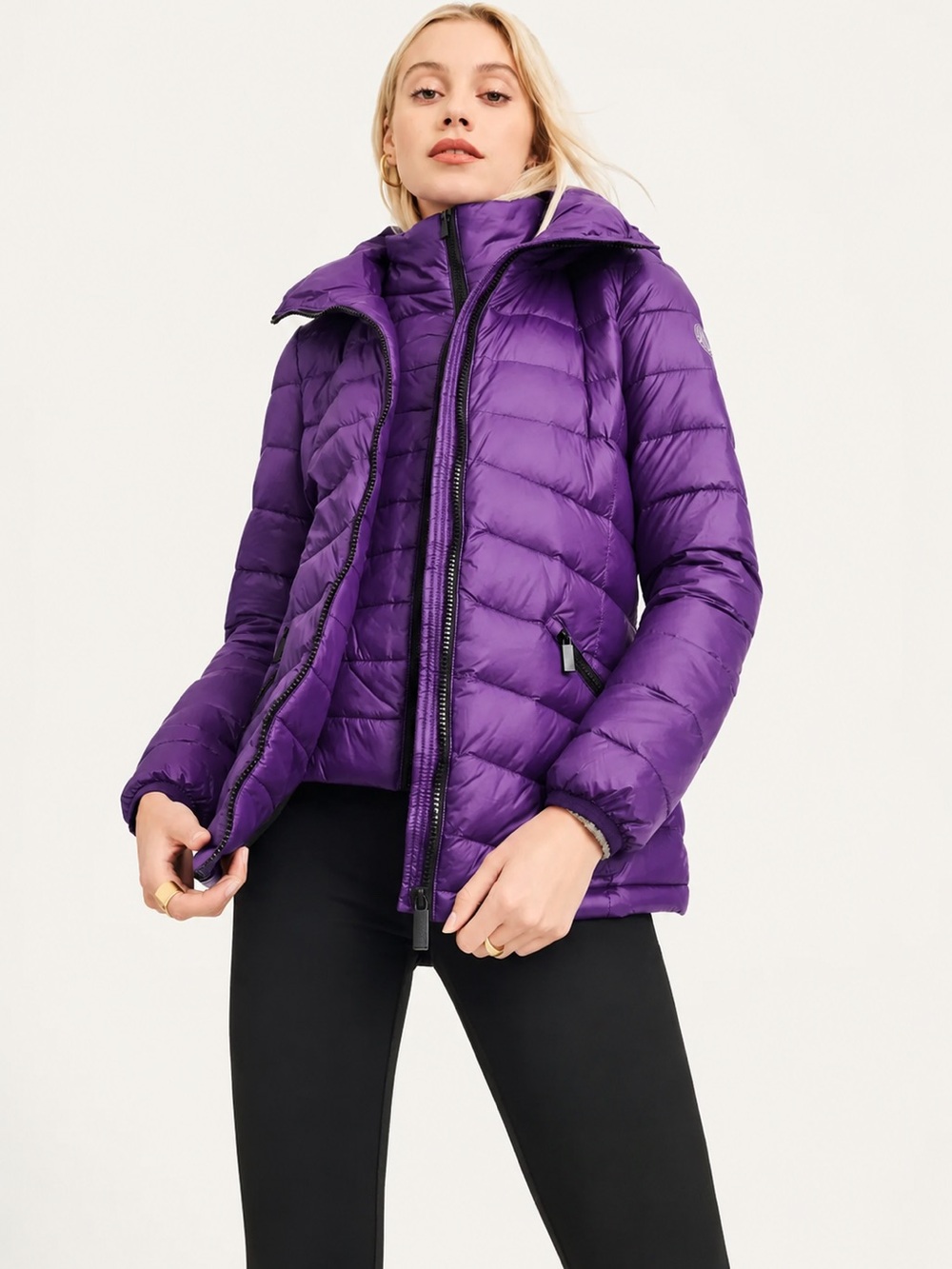 NWT DKNY Women's Packable Down Puffer Coat in Purple Size Large